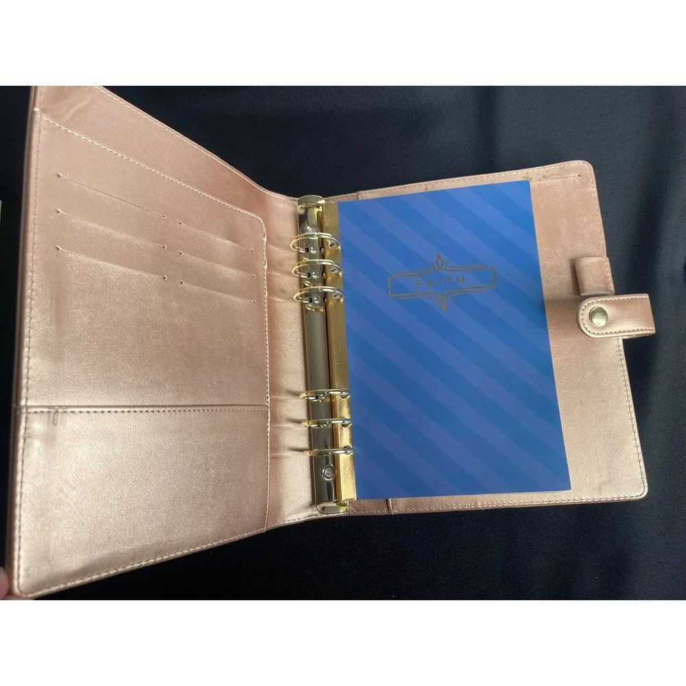 Rose‎ Gold Leather Binder Planner Daily Devotional Journal Faith Organizer